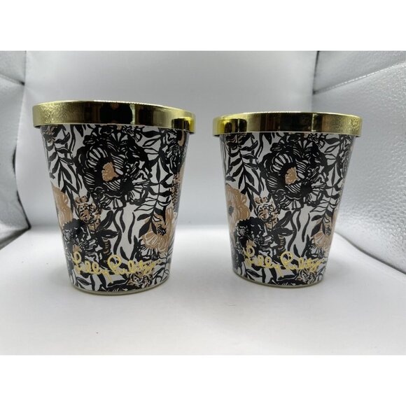 Lilly Pulitzer Onyx Bougie Scent Soy Based Printed Candle New In Box Set Of 2 - Picture 1 of 4